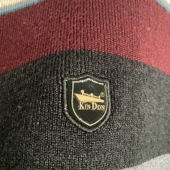 Vintage Kin Don Sweater 1/4 Zip Striped Mock Neck - Picture 5 of 7